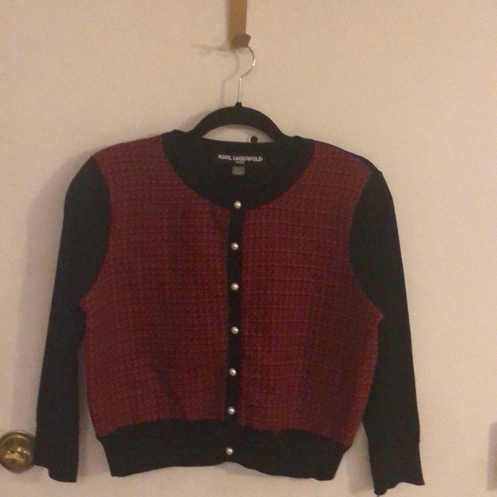 NWT Black and Red Karl Lagerfeld Paris Cardigan